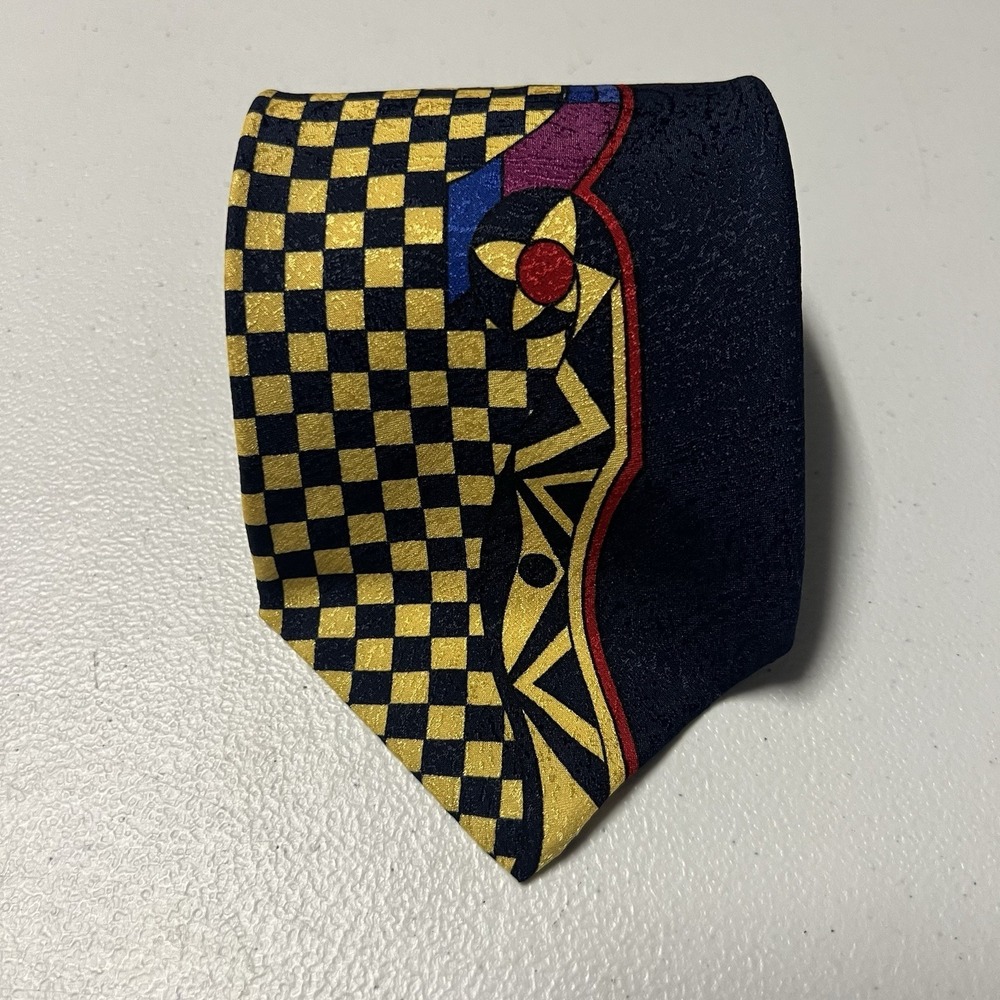 Vintage 90s Gianni Versace x Neiman Marcus Geometric Multicolor Silk Tie Necktie